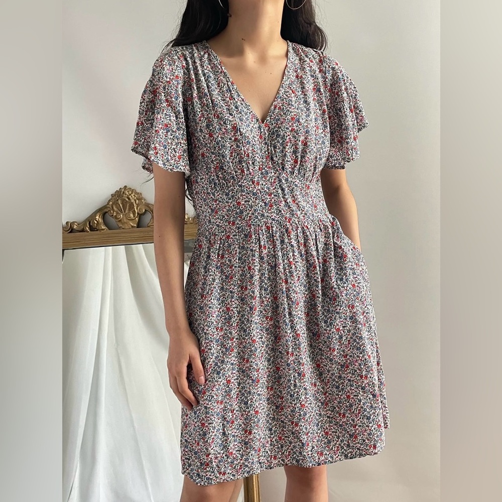 LOFT. Floral V-Neck Dress